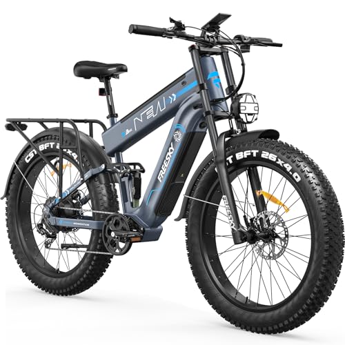 FREESKY 2026 Alaska Pro Dual Battery 48V 45AH 200 Miles 40MPH Electric Bike for Adult, 4000W High-Torque Motor Long Range Fat Tire Ebike, 26 Full Suspension Mountain E Bike, UL 2849 Certified by TUV