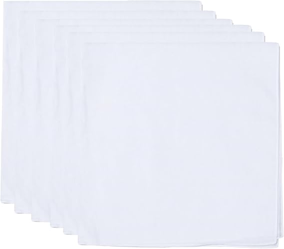 White Bandana for Tie Dye Party Supplies Plain Solid Cotton Large Headband Head Wrap Handkerchiefs