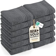 Utopia Towels 12 Pack Premium Wash Cloths Set, 12 by 12 Inches, 100% Cotton Ring Spun, Highly Absorbent and Soft Feel Washcloths for Bathroom, Spa, Gym, and Face, Grey