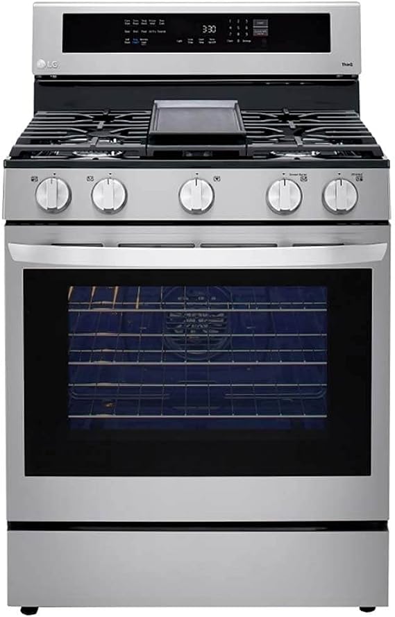 LG 5.8 cu. ft. Smart Wi-Fi Enabled True Convection InstaView Gas Range Oven with Air Fry in Printproof Stainless Steel