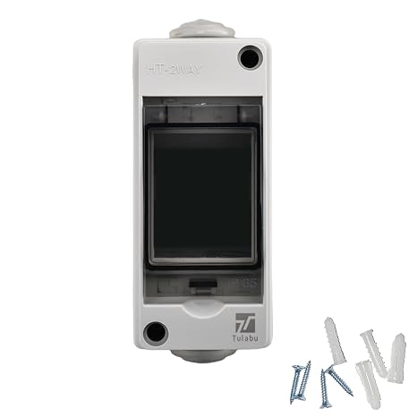 2 Way Circuit Breaker Box, IP65 Waterproof for Outdoor and Indoor | Surface-Mounted Distribution Protection Box, Clear Cover Consumer Unit, with DIN Rail Box, Charging Stations
