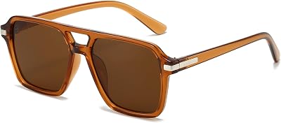 GIFIORE Square Aviator Sunglasses for Men Women Fashion Vintage Double Bridge Black Tortoise Pilot Sun Glasses 70s Trendy