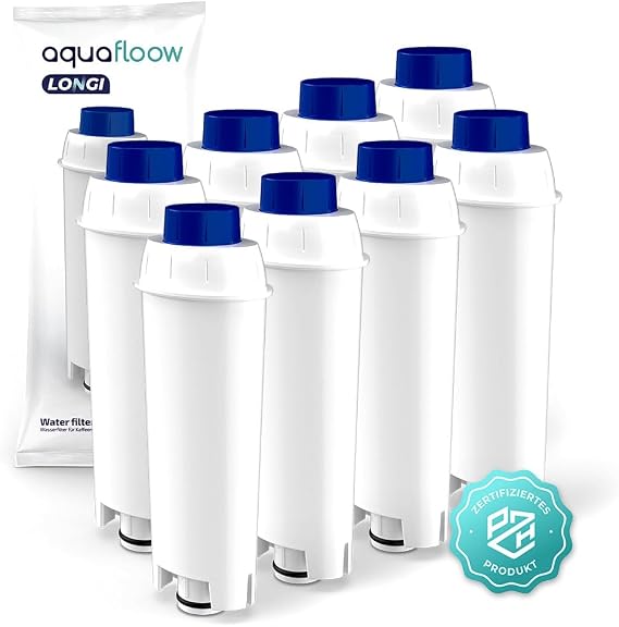 Aquafloow LONGI 8X Water Filter for Delonghi Coffee Machine Replacement for DeLonghi DLSC002, SER3017 & 5513292811 Filter Cartridges Compatible with ECAM, Esam, ETAM Series | Care for Coffee Machines