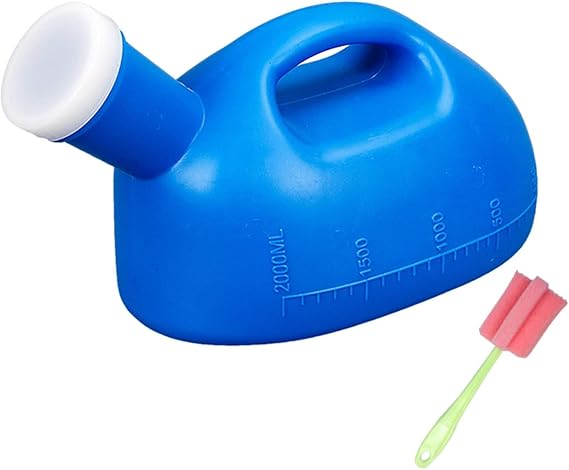 Men's Urinal Bottle for Men, Urinal, Poe Leak Proof Urinal with Screw Lid, Emergency Urine Collector Male Emergency Pee Toilet Hospital Home Camping Car Travel 2000ml Urine Bottle Color : Blue