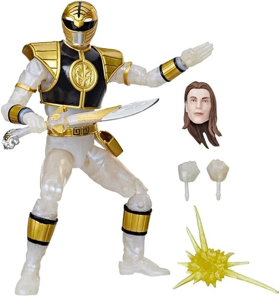 Power Rangers Lightning Collection 6-Inch Mighty Morphin Metallic White Ranger Collectible Action Figure Toy with Accesories, White