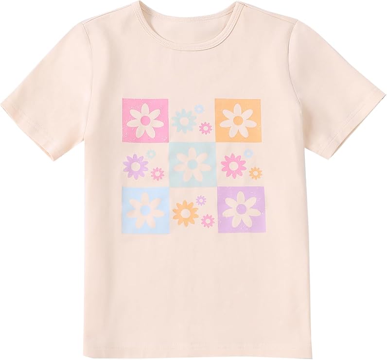 Girls' Graphic Tees Summer Cute Tops Short Sleeve T Shirts
