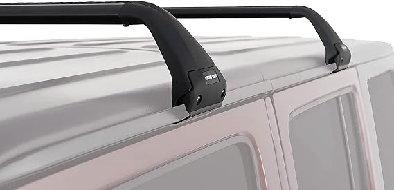 Rhino-Rack Roof Rack Compatible with Jeep Wrangler Unlimited JK JL JT Gladiator 4 Door Hard Top, Gutter Mount, Powder Coated Aluminum Vortex Bars, High Strength Glass Filled Nylon Legs, Black (SG59)