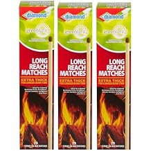 Diamond Long Reach Matches 75 Count 3 Packs (Total 225), Brown