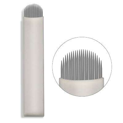 50pcs Disposable Eyebrow Tattoo Needles 0.15mm U Shape 21Pins Nano Microblade Needles for Microblading Manual Pen, Microblading Supplies 50pcs