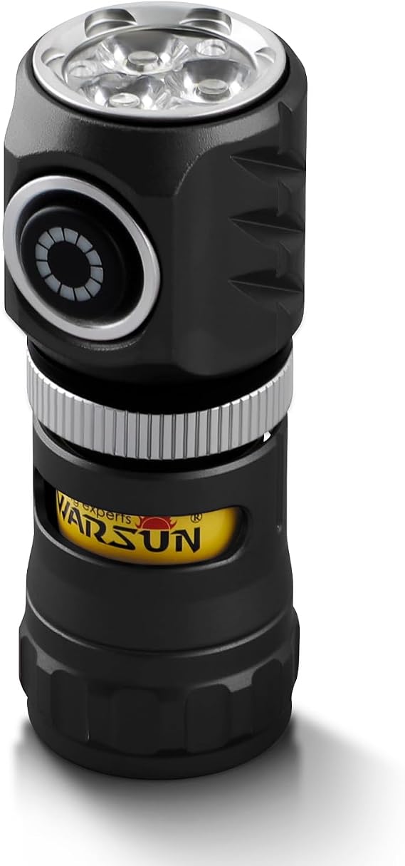 WARSUN Mini Spinning Flashlight USB-C Rechargeable Aluminum Alloy Pocket Flashlight with Magnetic Base, 5 Light Modes, EDC Light for Dog Walking, Camping & Everyday Carry