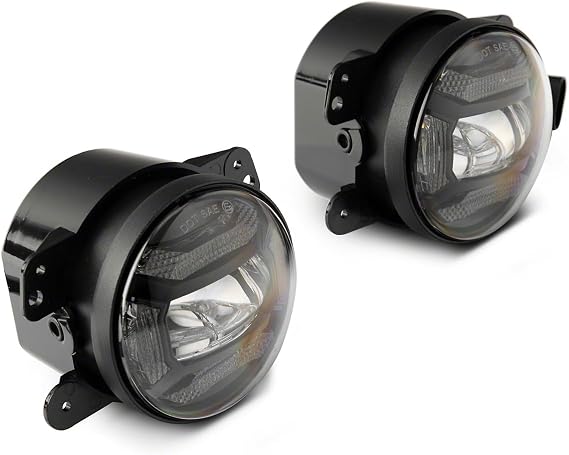 Raxiom Axial Series 4-Inch LED Fog Lights; Clear Compatible For 07-18 Jeep Wrangler JK