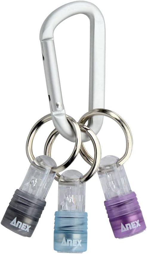ANEX AQH-S2 Bit Holder, Quick Type with Carabiner, Set of 3 Blue/Black/Purple