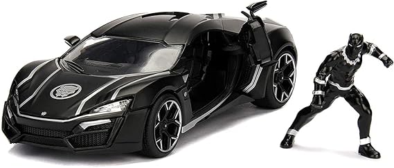 Jada Toys Marvel Black Panther & Lykan Hypersport Die-cast Car, 1:24 ScaleVehicle & 2.75 Collectible Figurine, (99723)