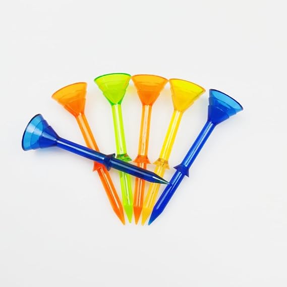 Big Cup Golf Tees & Golf Tees Double Layer Plastic,Reduce Friction and Side Spin & Excellent Durability and Stability Tees 3 1/4 Inch 40 Pack,Mixed Colors for Practice TE017