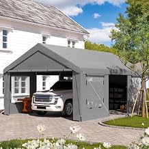 EROMMY 13' x 20' Heavy Duty Carport,Portable Garage with UV Protection & Steel Frame, Car Port with Removable Sidewalls, All-Season Car Canopy for Truck, Boat, Tractor, Gray