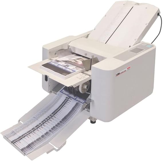 MBM FO0604 Model 408A Automatic Programmable Tabletop Folder with 18 Standard Folds, 500 Sheet Capacity, 3 1/2"x5" to 11"x17" Paper Size, Up to 14400 Sheets Per Hour, Stores 12 Custom Folds in Memory