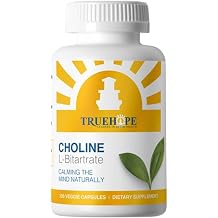 Truehope Choline L-Bitartrate Brain & Liver Support Supplement High Absorption from Natural Bitartrate Form | Cognitive Function & Memory | 120 Capsules