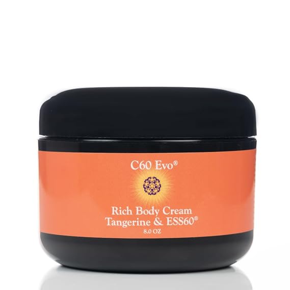 Rich Body Cream with Pure ESS60 & Tangerine Antioxidant Moisturizer for Body & Face Natural Citrus Scent, Made in USA 8 oz