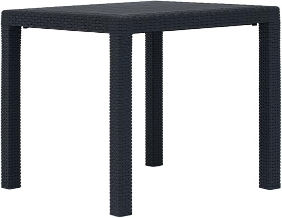 Contemporary Style Square Dining Table, Coffee Table, Suitable for Deck, Patio, Indoor and Outdoor,Patio Table Anthracite 31.1"x31.1"x28.3" Plastic Rattan Look
