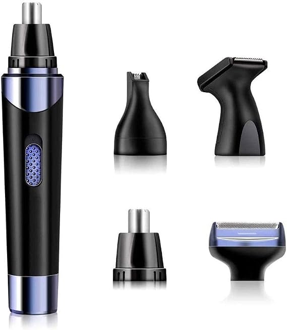 Ear and Nose Hair Trimmer for Men & Women, 4 in 1 Electric Eyebrow Trimmer Painless Nose Clippers Facial Hair Remover Waterproof with Dual Edge Blades
