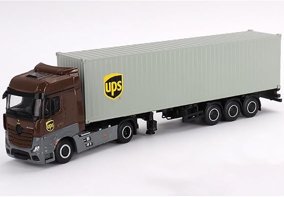 Actros with 40' Container Europe Brown and Gray 1/64 Diecast Model by Mini GT MGT00705
