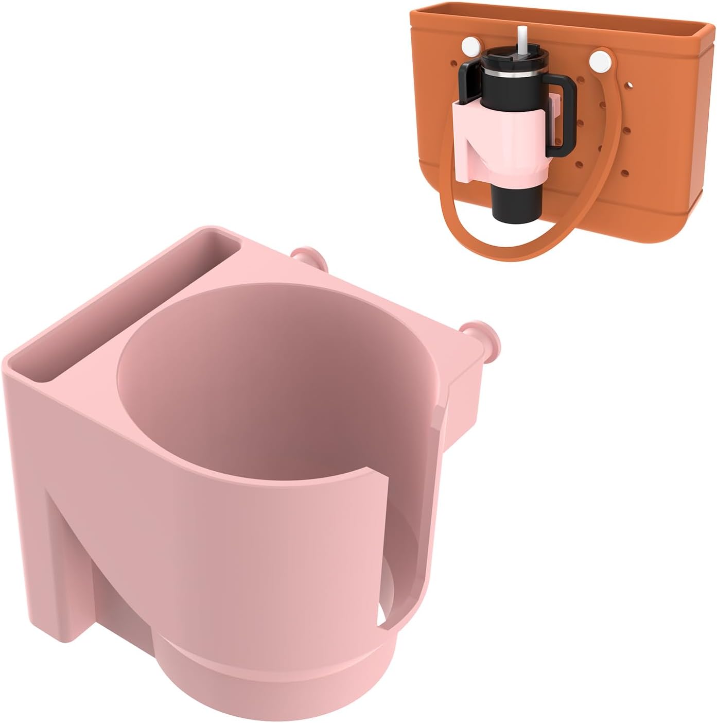 K TOMOTO 2 in 1 Cup & Phone Holder for Bogg Bag – Cup Holder for Stanley, Compatible with Bogg Bag Accessories – Holder for Phone, Cup, Secure & Convenient Organizer,Pink