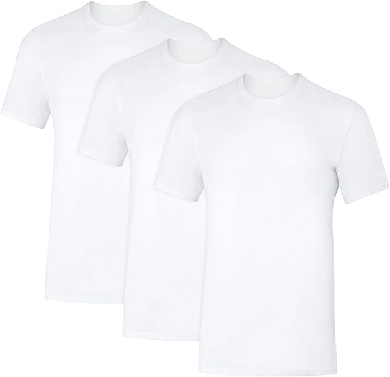Hanes Men's Sweat Block Undershirt, Underarm Sweat Blocking Tee, Vneck Or Crewneck, White T-Shirt, 3-Pack