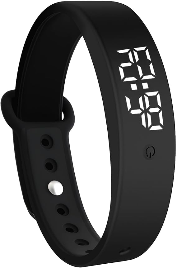 Vibrating Alarm Reminder Wristband Silent Watch for Heavy Sleepers, 6 Vibration Alarms with Temperature Monitoring, Quiet Wake Up Alarm Wristband for Partners Deaf Adults Newborn Care, Black