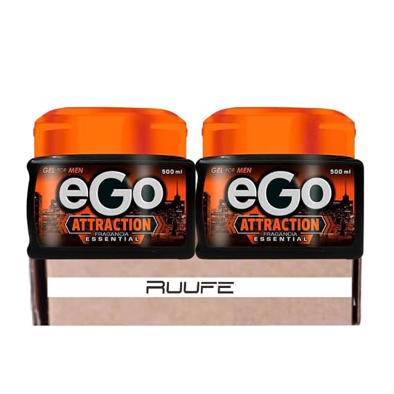 RUUFE EGO Attraction Hair Gel Gift for Men, 2 Pack, 500ml each, Gel Ego Para Hombres, Masculine Fragrance, Maximum Hold, 24 Hour Duration