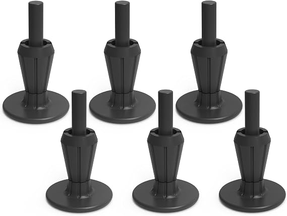 6 Pcs Steel Stem Plastic Bed Frame Feet,Black | Sturdy Bed Frame Legs for Replace Wheels