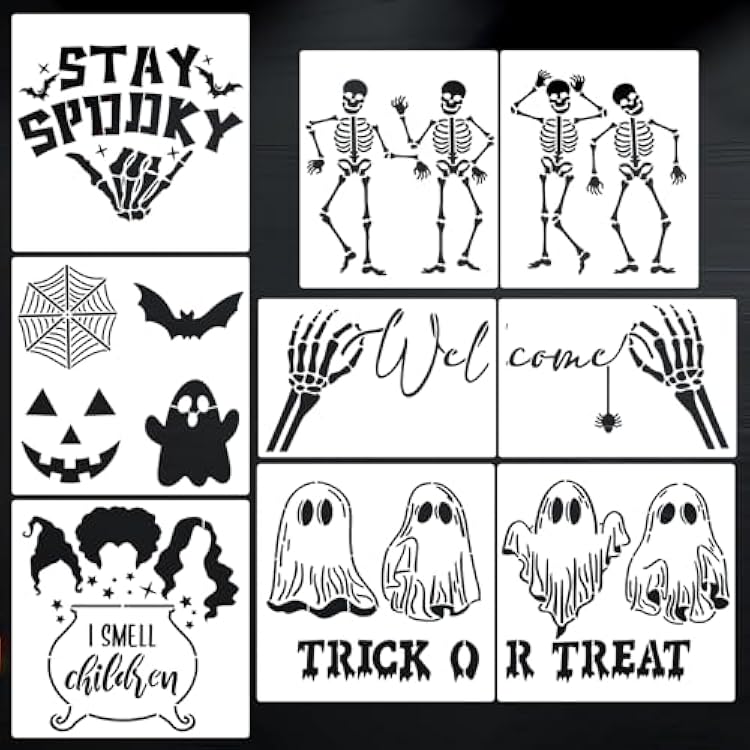 Halloween Stencils for Door Mats Large Halloween Doormat Stencils Skeleton Boo Spooky Ghost Stencil for Door Mat Wood Sign Fabrics DIY Crafts Decor