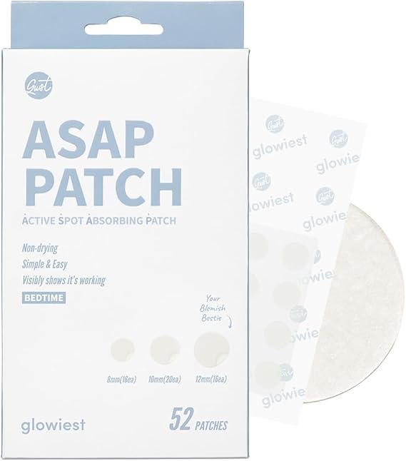 glowiest ASAP Active Spot Alleviating Patch [Bedtime] 52 Patches 8mm (16ea), 10mm (20ea) & 12mm (16ea) | Premium Hydrocolloid Dressing | Simple & Easy Active Treatment