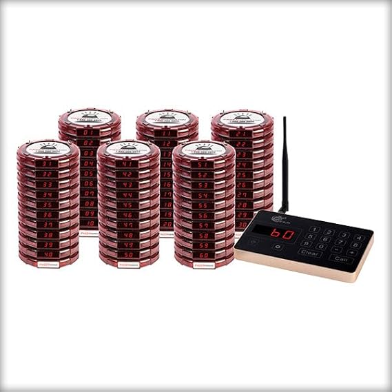 Restaurant Pager System, 60 Guest Pagers, 72-Hour Battery