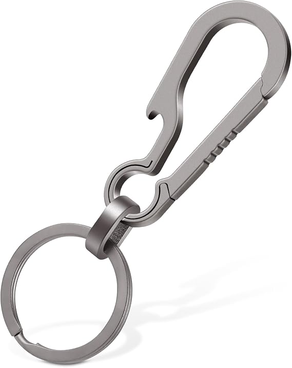 Ouligay Titanium Key Chain Titanium Carabiner Keychain Clip Bottle Opener Keychain Multifunctional Carabiner Keychain Heavy Duty EDC Carabiner Clip for Men and Women
