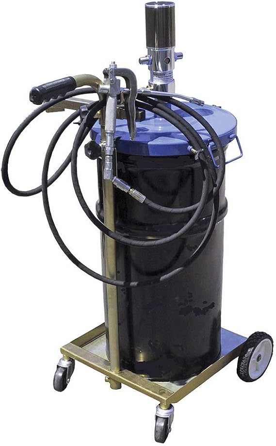 AFF Air Operated Portable Grease Unit with Model 4-Wheel Cart, For Use with 16-Gallon Containers, 70-110 PSI, 8622A