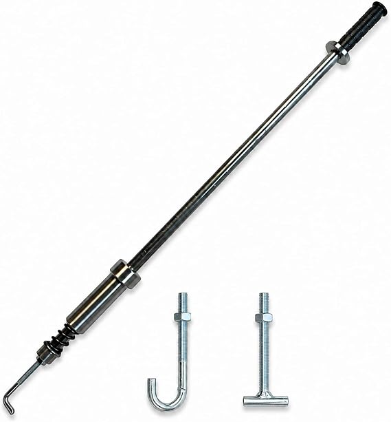 37.5-Inch Manhole Cover Tool with 3 Interchangeable Steel Hooks