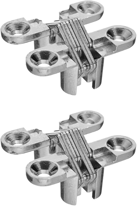 Hinges 2pc Cross Hinge Stainless Steel Folding Invisible Hinge Concealed Installation Cabinet Hardware (Color : Silver 2pcs)