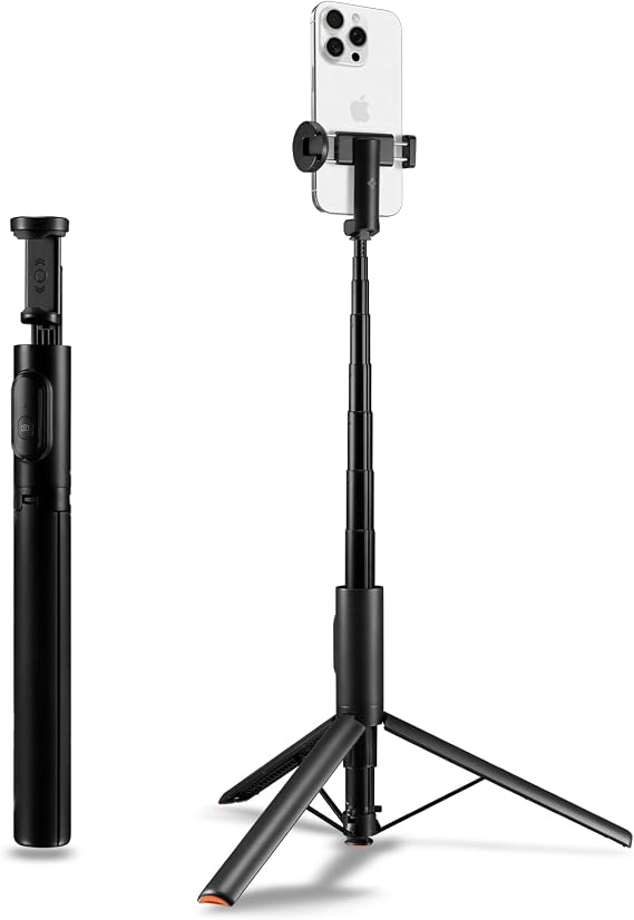 Spigen Kablosuz Bluetooth Selfie Çubuğu Uzaktan Kumandalı Tripod / 1.4 Metre Kolay Taşınabilir S541W Siyah - AMP09336 (Spigen TR Garantili)