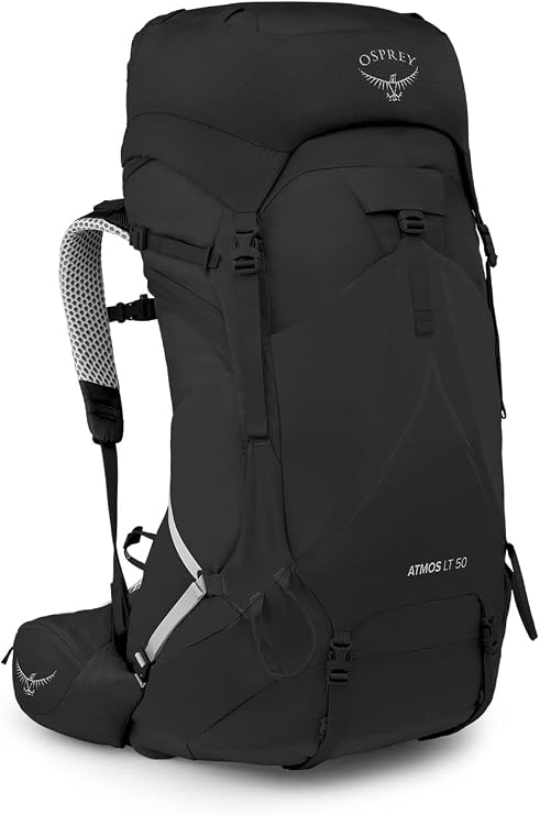 Osprey Atmos AG LT Men's Backpacking Pack, 50L Small/Medium, Black