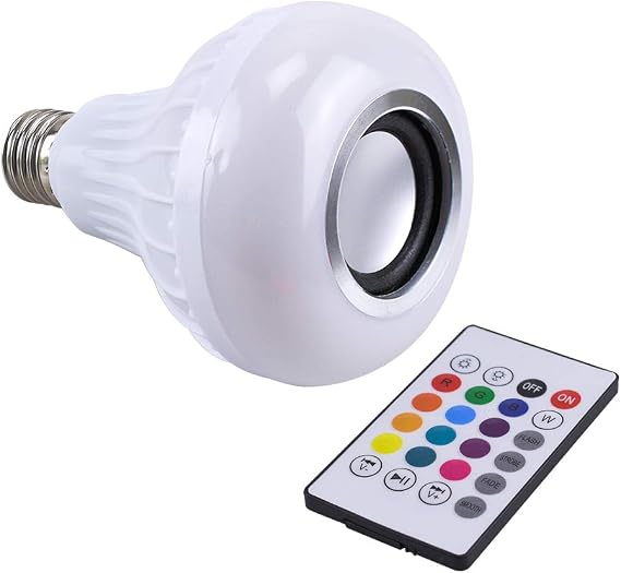 LED Light Bulb Bluetooth Speaker, White + RGB + Yellow Light Ball Bulb Colorful Lamp Smart Music Bulb Audio Bluetooth Speaker with Remote Control for Home,Party,Bar,Garden or Spook House