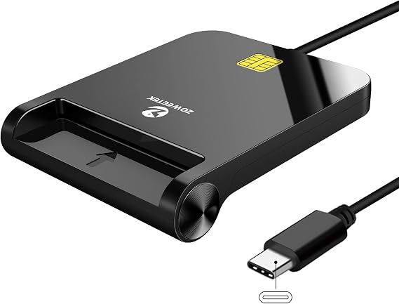 ZOWEETEK CAC Reader USB C, CAC Card Reader Military for Windows/Mac | Smart Card Reader, Type C Interface, Compatible Windows, Mac OS, for PIV/CAC, Not compatible iPhone/iPad, Black