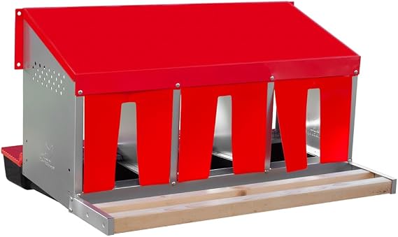 RentACoop Metal Chicken Nesting Box, Roll Out Reversible, 3 Compartments