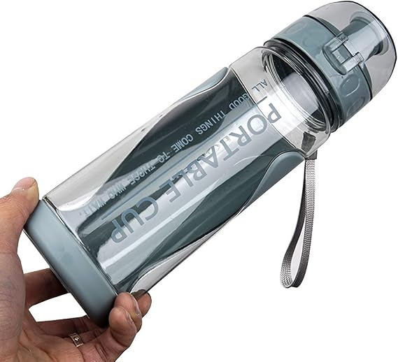 Zsaw 570ml Sports Water Bottles, Gym Leak-Proof Drop-Proof Portable Shaker Mug, Outdoor Travel Kettle Plastic Heat-Resistant Drink Water Cup BPA Free(19.3 OZ) (Blue)