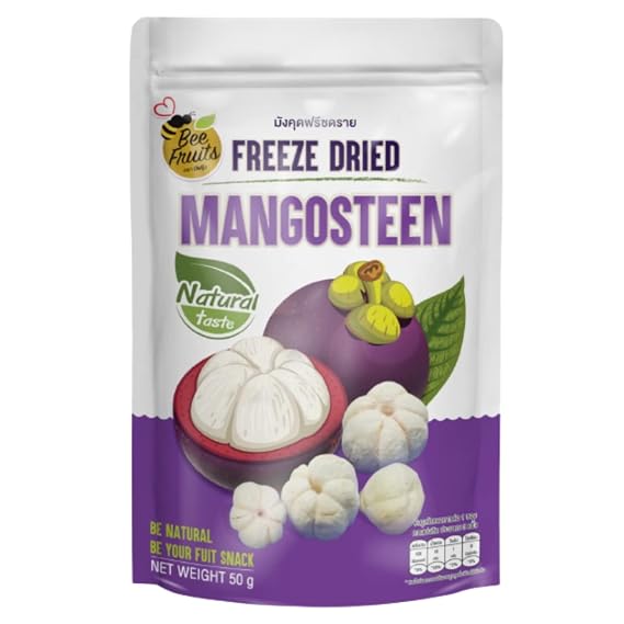 Bee Fruits Premium Freeze dried fruit, Freeze Dried Mangosteen 100% Natural 50 G, no sugar added. Natural freeze dried fruit crispy fruits and delicious (1.76 oz Pack of 1)