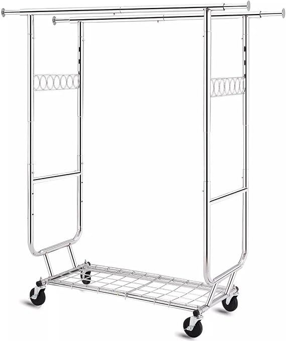 for HOKEEPER 600lbs Heavy Duty Collapsible Clothes Hanger Rolling Garment Shelf Rack
