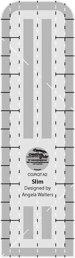 Creative Grids Machine Quilting Tool Slim CGRQTA2 Made in USA, Non-Slip Grip Acrylic Quilting & Sewing Template Ruler for Free-Motion quilt Patchwork Design on Domestic Sewing & Longarm Machines