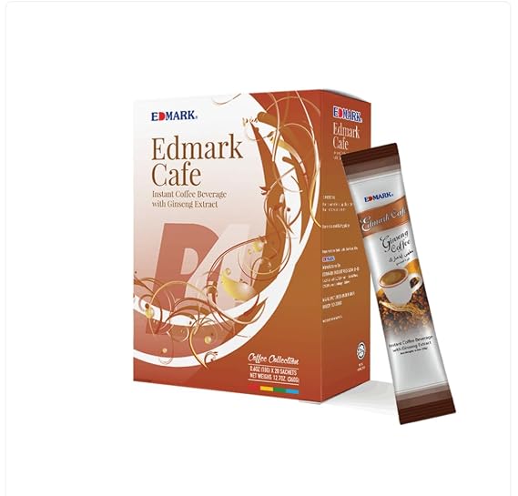 EDMARK Cafe Ginseng Arabica Coffee Blend, Low Sugar, 20 Servings