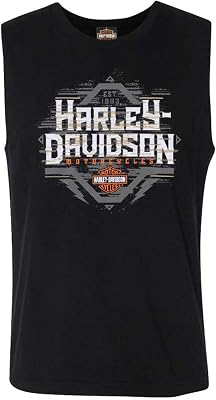 Harley-Davidson Mens Knuckles Sleeveless Cotton Crew-Neck Muscle Shirt, Black