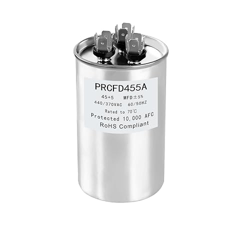 PRCFD455A Dual Run Capacitor 45+5 MFD 370-440 Volt | Compatible with both 440V and 370V air conditioner and HVAC systems