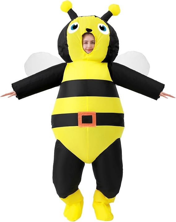JASHKE Inflatable Yellow Bee Costume Blow up Costume Fancy Dress for Adult